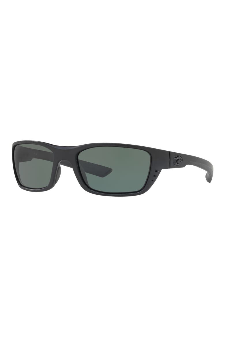 58mm Polarized Wraparound Sunglasses, Alternate, color, BLACK SILVER