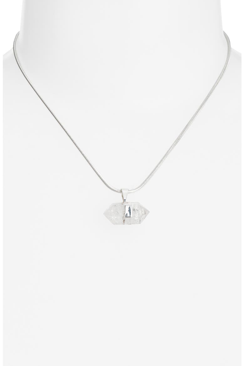 Ancient Wisdom Quartz Pendant Necklace, Alternate, color, SILVER