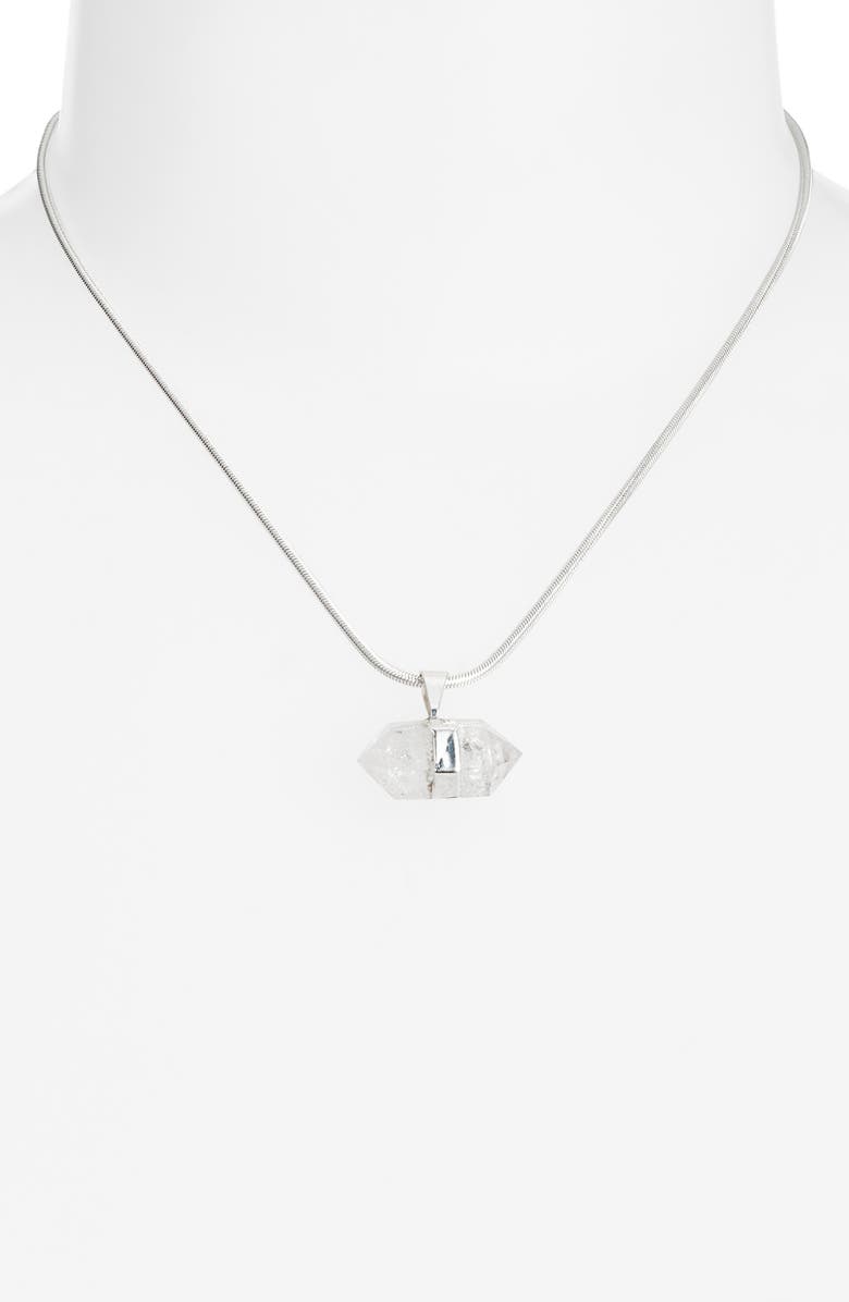 Child of Wild Ancient Wisdom Quartz Pendant Snake Chain Necklace, Alternate, color, Silver