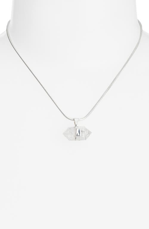 Child Of Wild Ancient Wisdom Quartz Pendant Snake Chain Necklace In Silver