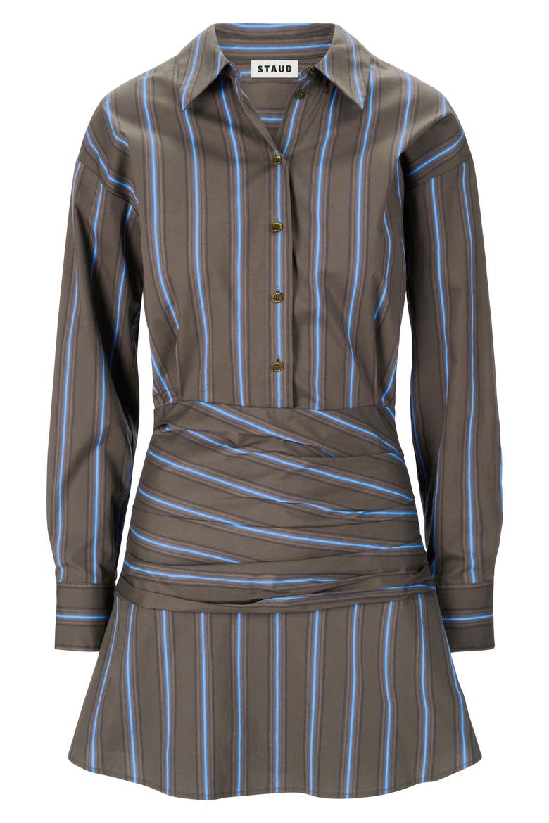 Indya Pinstripe Button-Up Mini Shirtdress, Alternate, color, HUNTINGTON STRIPE