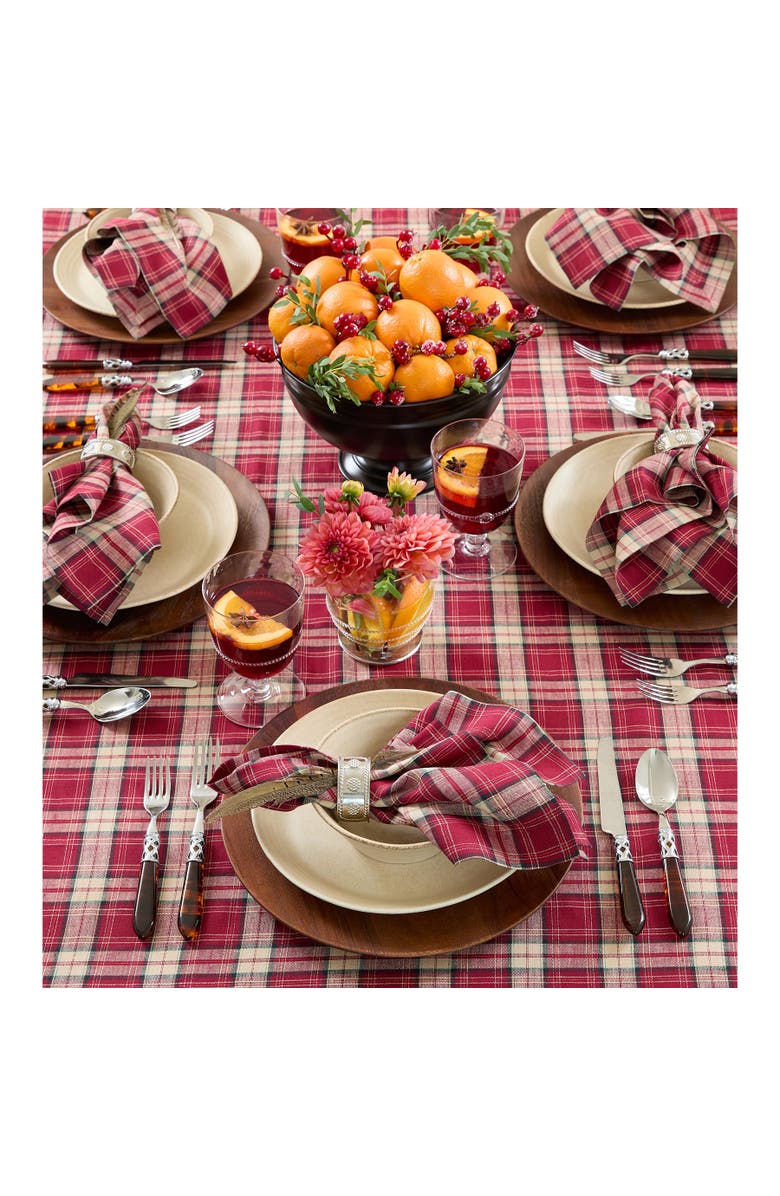 Solino Home Linen Tablecloth - Burgundy Plaid, Alternate, color, Burgundy