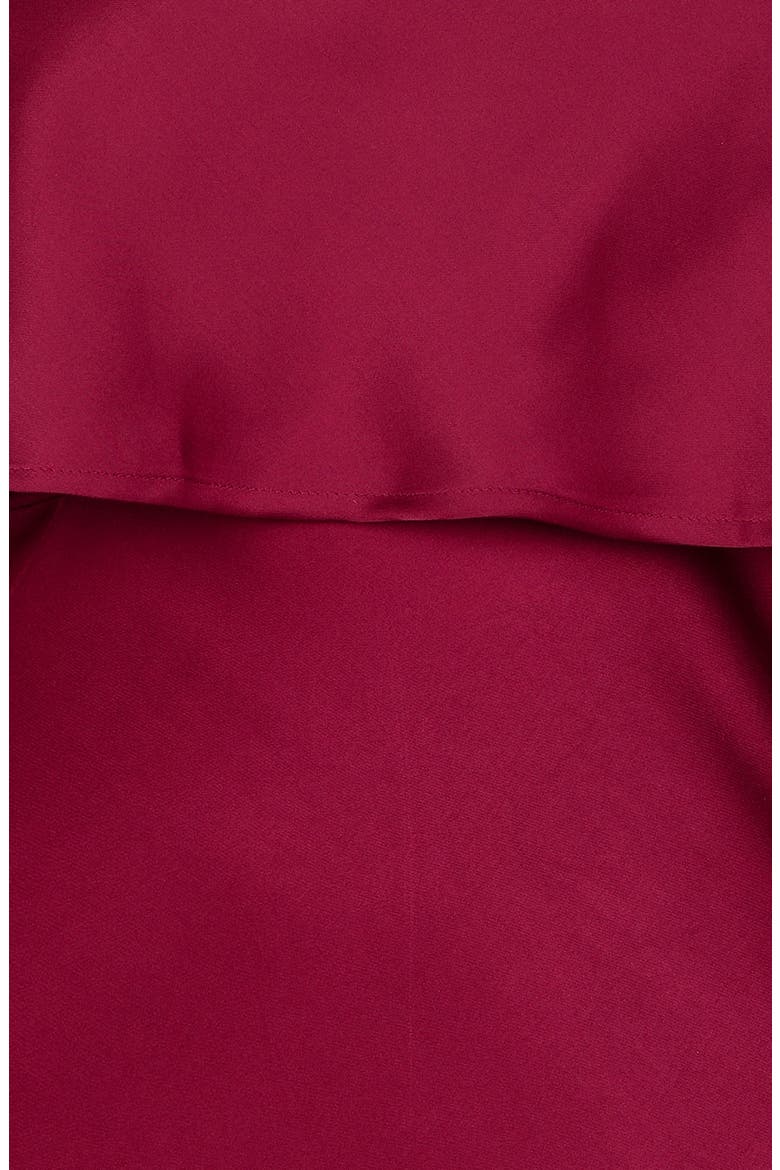 Vienna Popover Strapless Satin Midi Dress, Alternate, color, BERRY