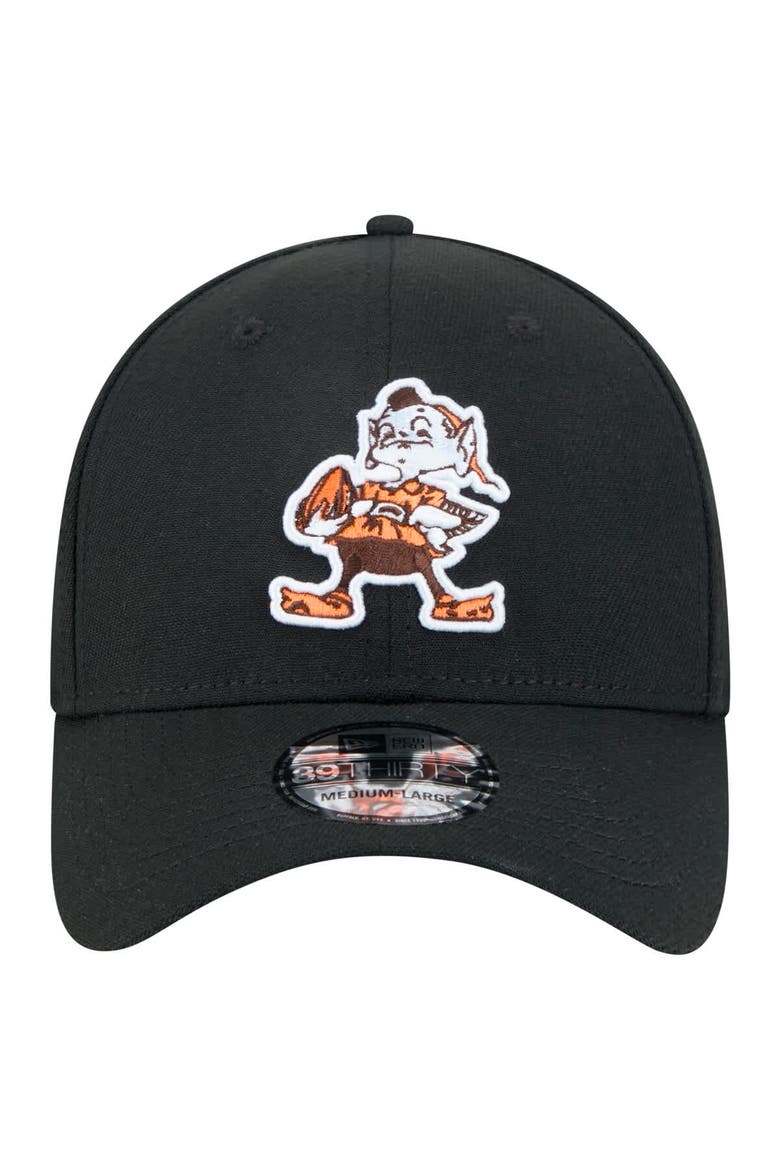 Men's New Era Black Cleveland Browns Throwback Main 39THIRTY Flex Hat, Alternate, color, Black
