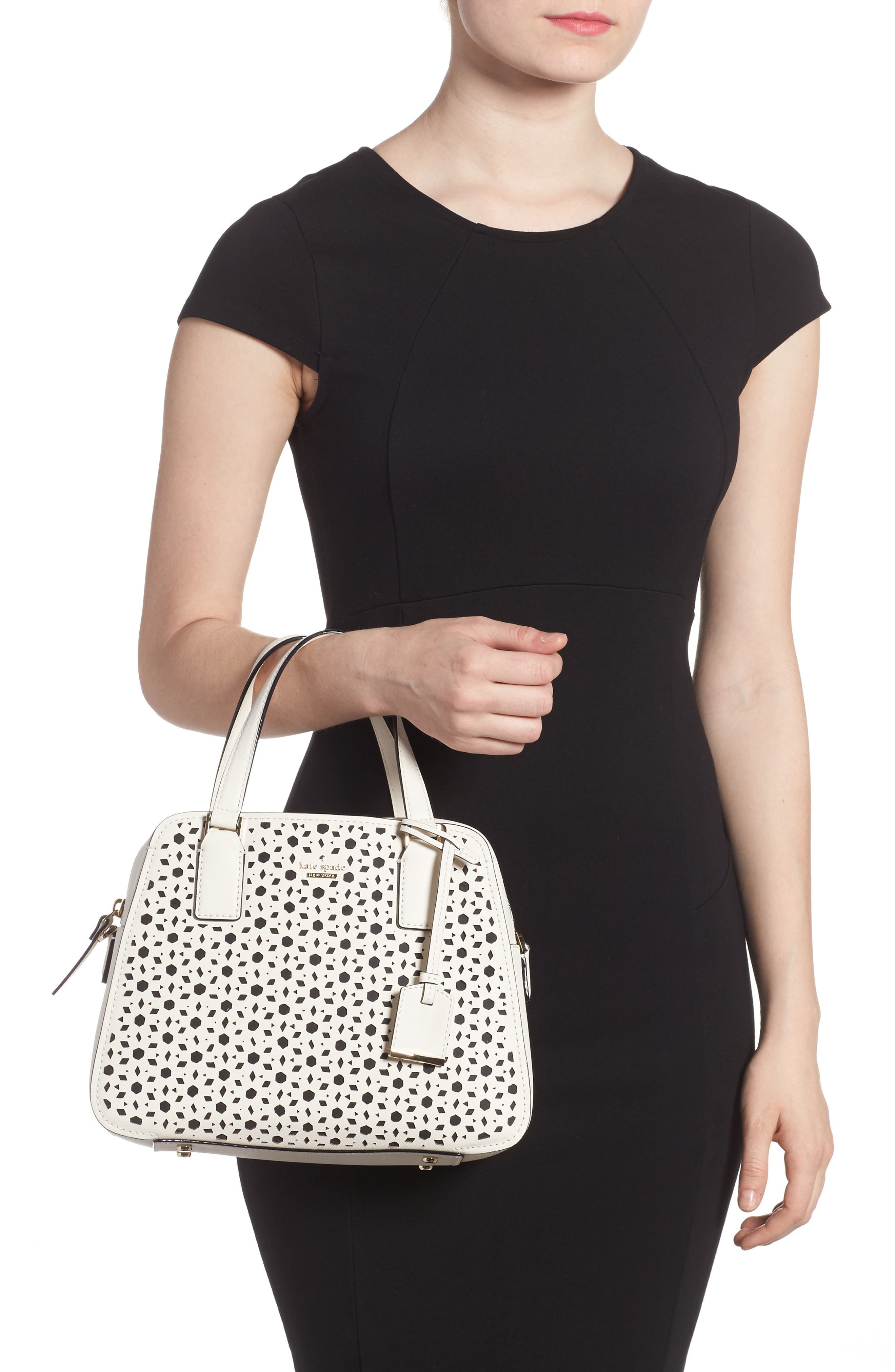 cameron street perforated little babe leather satchel, Alternate, color, CEMENT