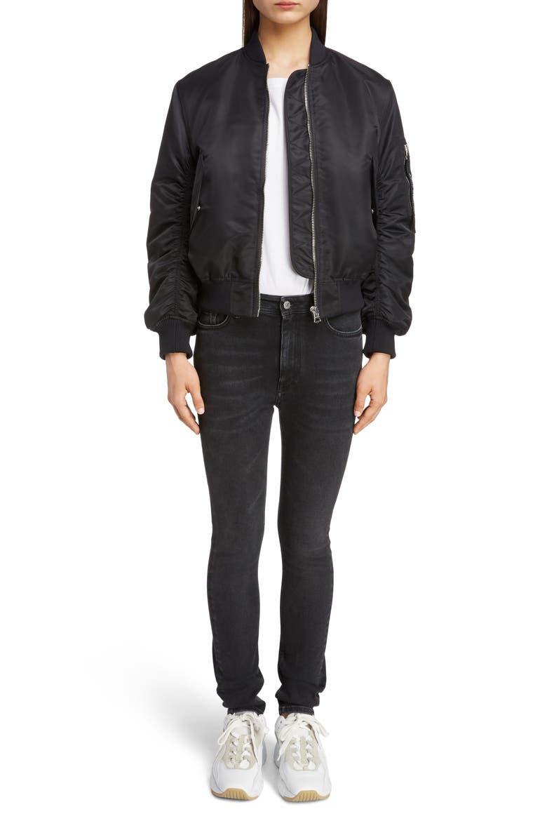 Oda Nylon Bomber Jacket, Alternate, color, BLACK