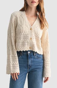 Lush Scalloped Pointelle Cardigan