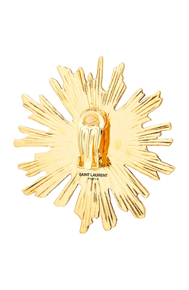 Saint Laurent Sunburst Jade Clip-On Earrings, Alternate, color, 