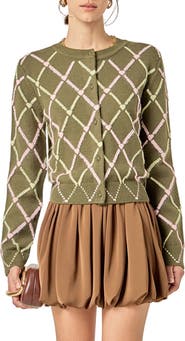 English Factory Diamond Heart Cardigan