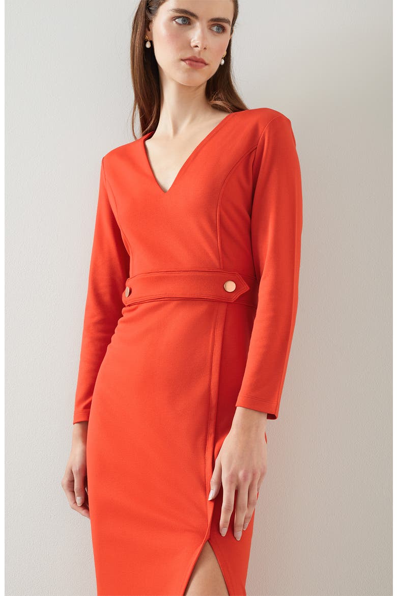 Sarah V-Neck Dress, Alternate, color, ORANGE