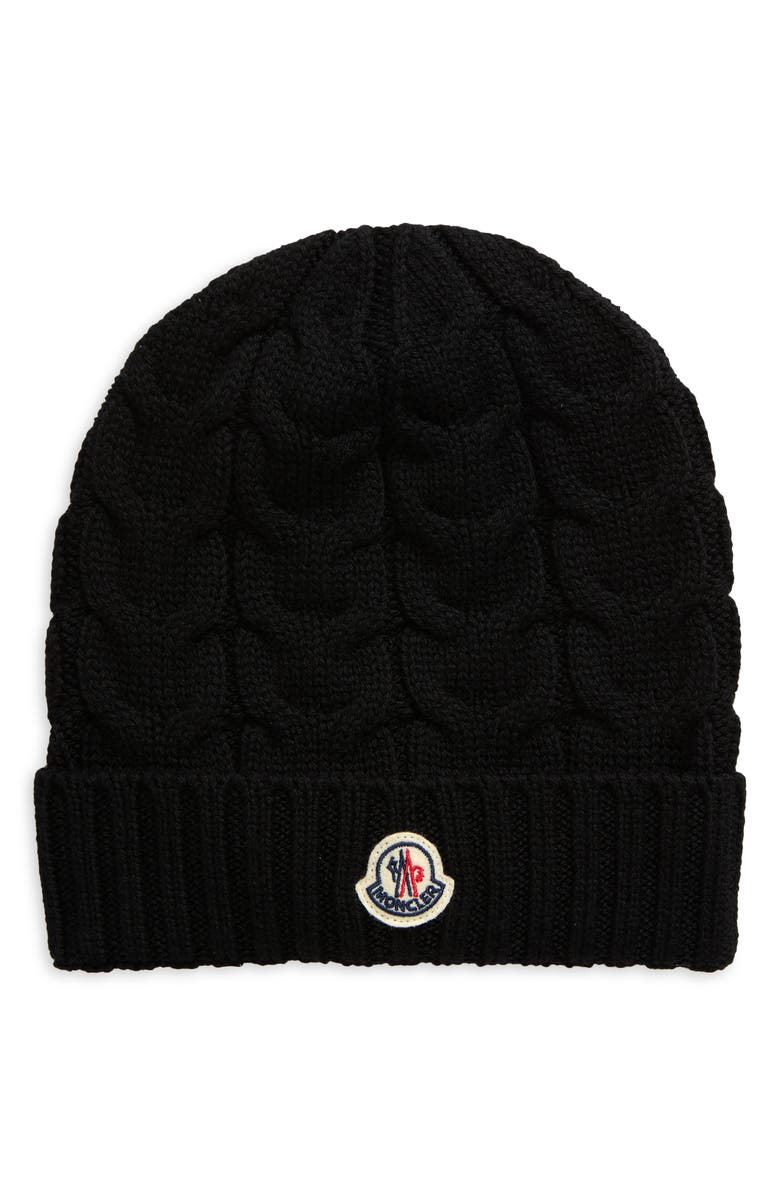 Moncler Kids' Logo Patch Wool Beanie, Main, color,