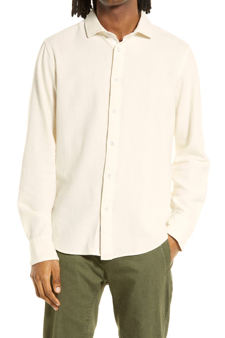 Pursuit 365 Flannel Long Sleeve Button-Up Shirt, Main, color, PROPER WHITE