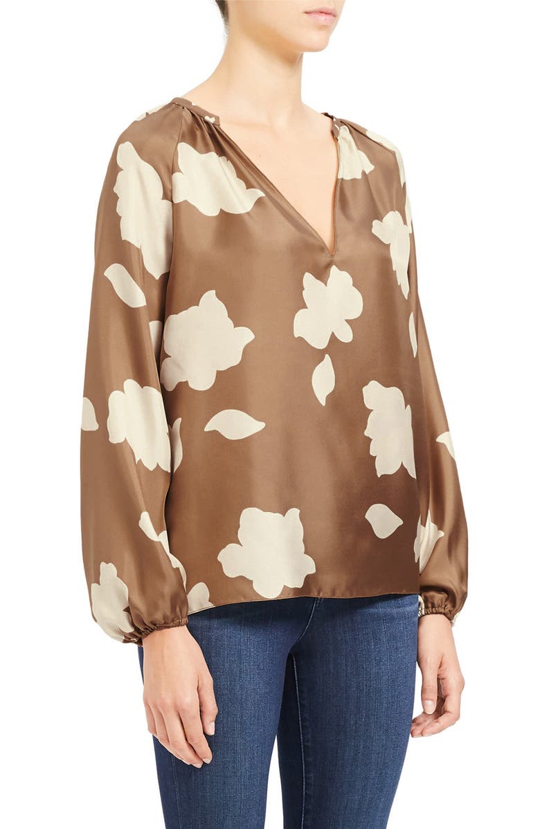 Theory Floral Print Silk Top, Alternate, color,