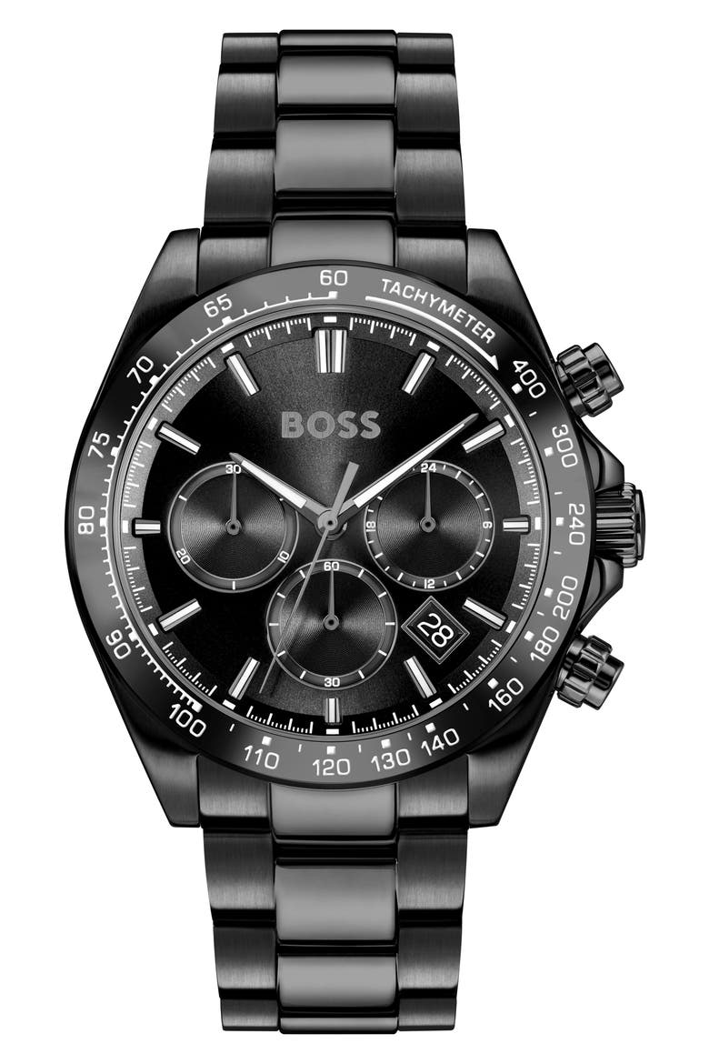 Hero 2.0 Chronograph Bracelet Watch, 43mm, Main, color, BLACK