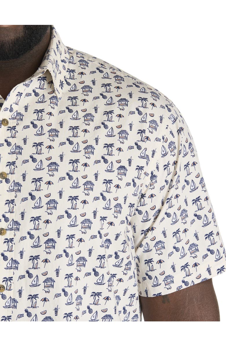 Oak Hill by DXL Big & Tall  Tropical Drink Sport Shirt, Alternate, color, Sea Salt