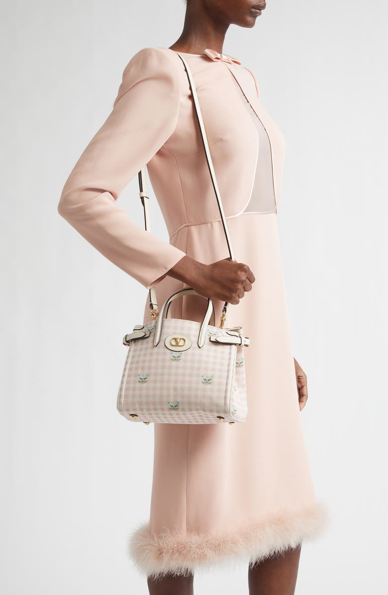 Valentino Garavani Small Antibes Gingham Canvas Tote, Alternate, color, Ivory/ Multi