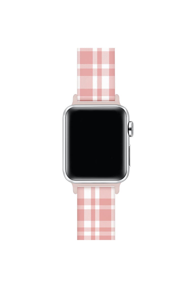 Blush Plaid Silicone Band for Apple Watch + Smartwatch, Alternate, color, Blush Plaid