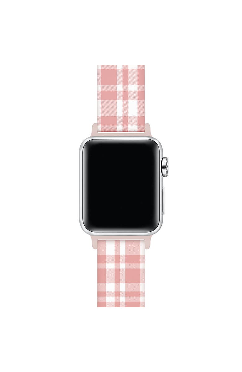 Posh Tech Blush Plaid Silicone Band for Apple Watch + Smartwatch, Alternate, color, Blush Plaid