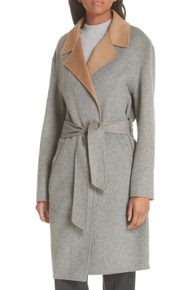 Sven Reversible Wool Blend Coat, Alternate, color, GREY/ CAMEL