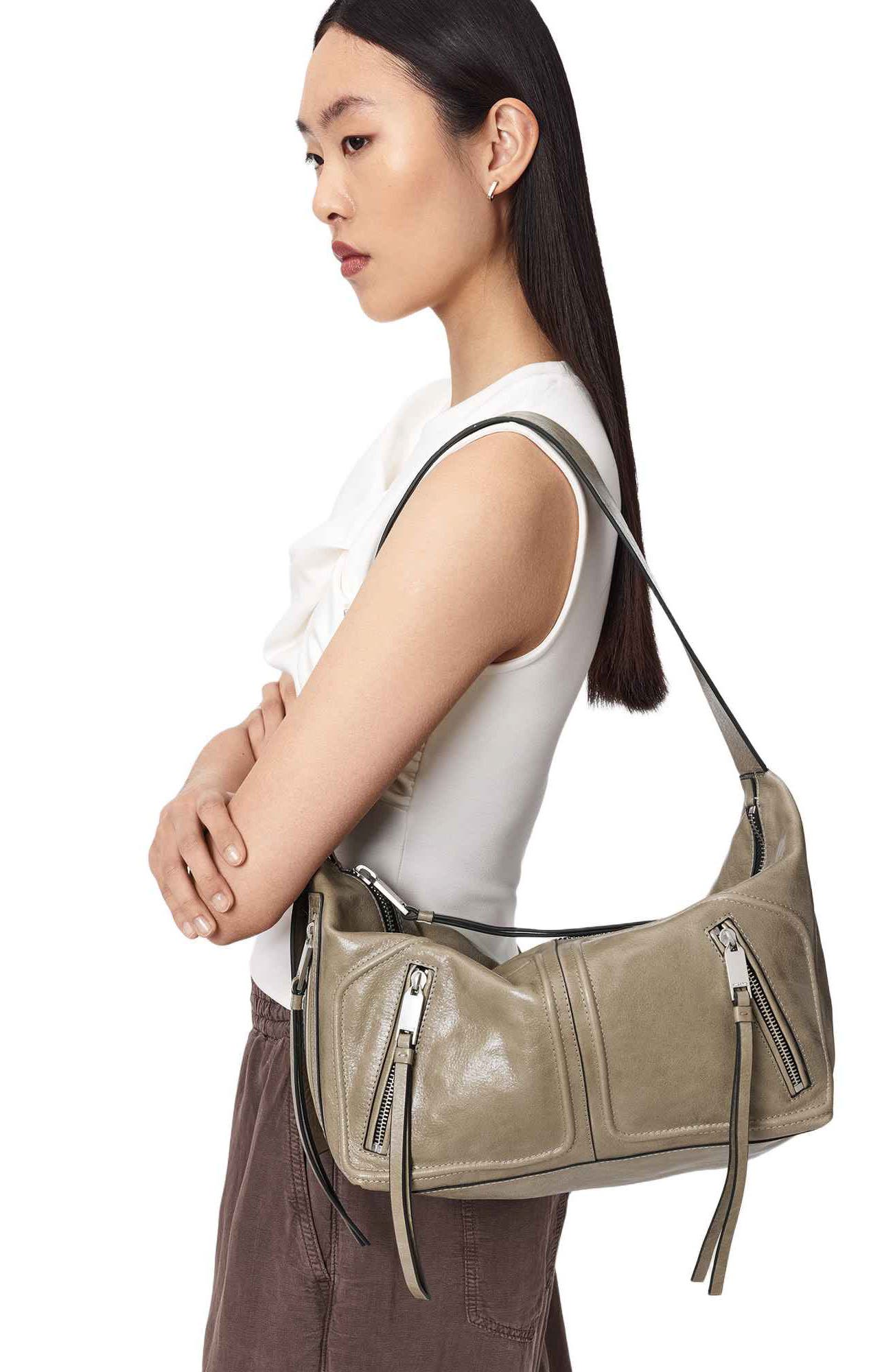 Jean Ray Leather Shoulder Bag, Alternate, color, PEBBLE GREY
