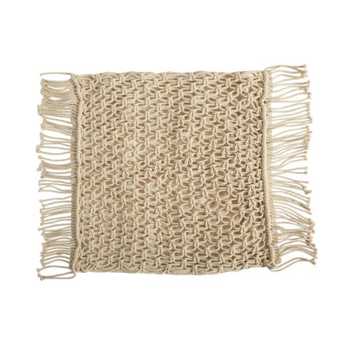 18-in Boho Fringed Woven Macrame Decorative Pillow Cover