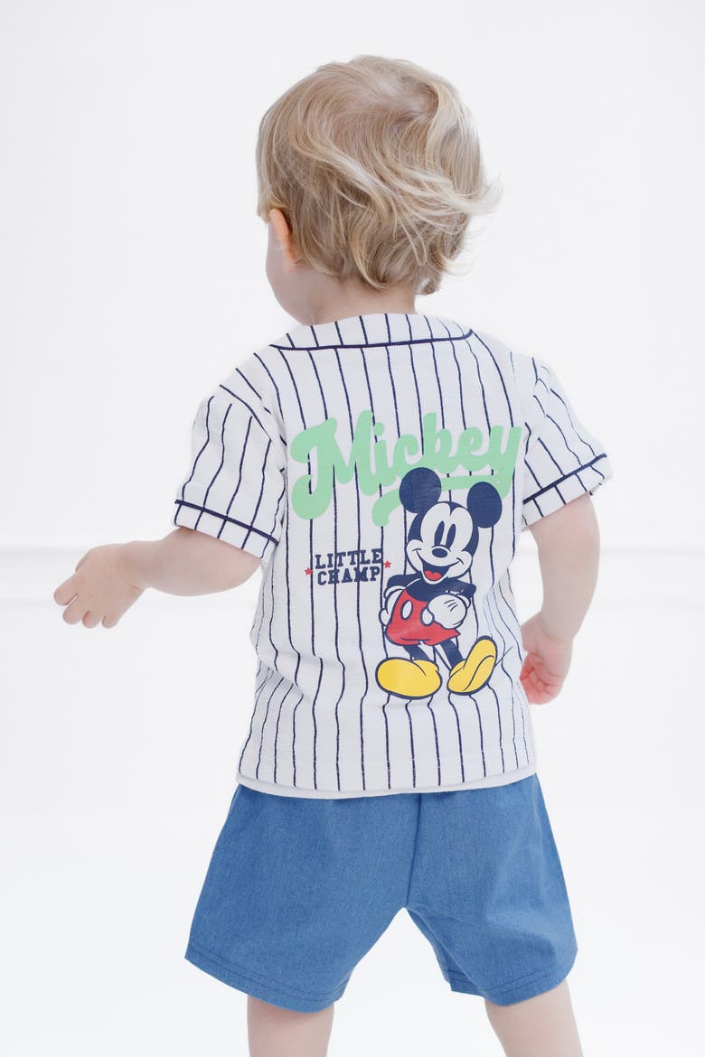 Mickey Mouse Baseball Jersey and Denim Shorts Set, Alternate, color, Navy Denim Mickey