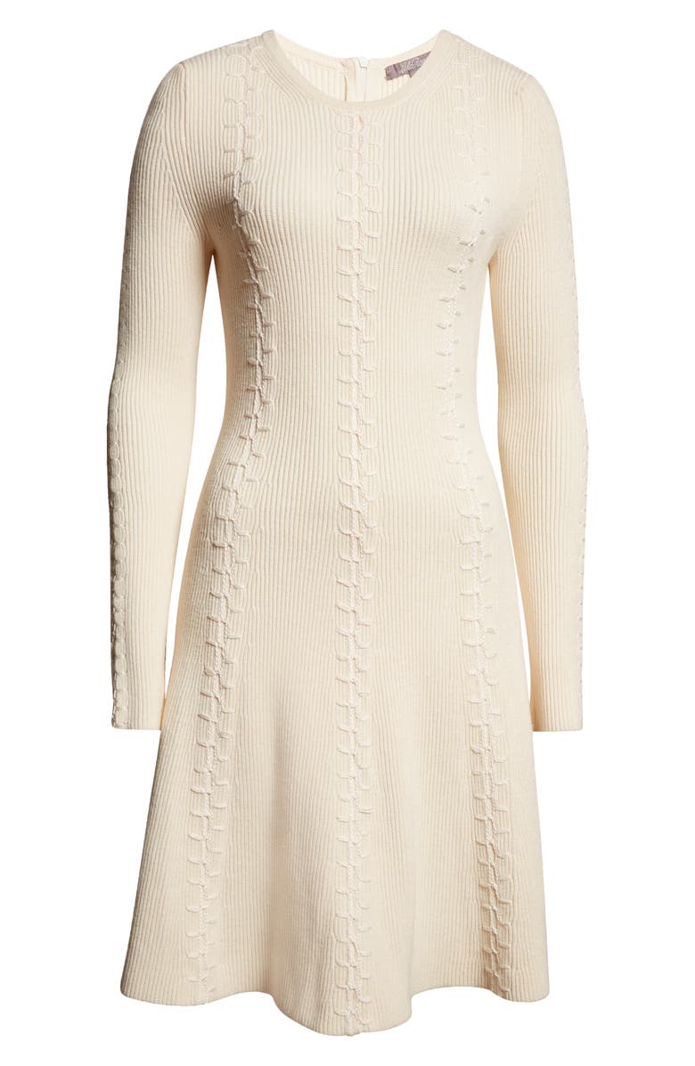 Lela Rose Long Sleeve Fit & Flare Sweater Dress, Alternate, color, 