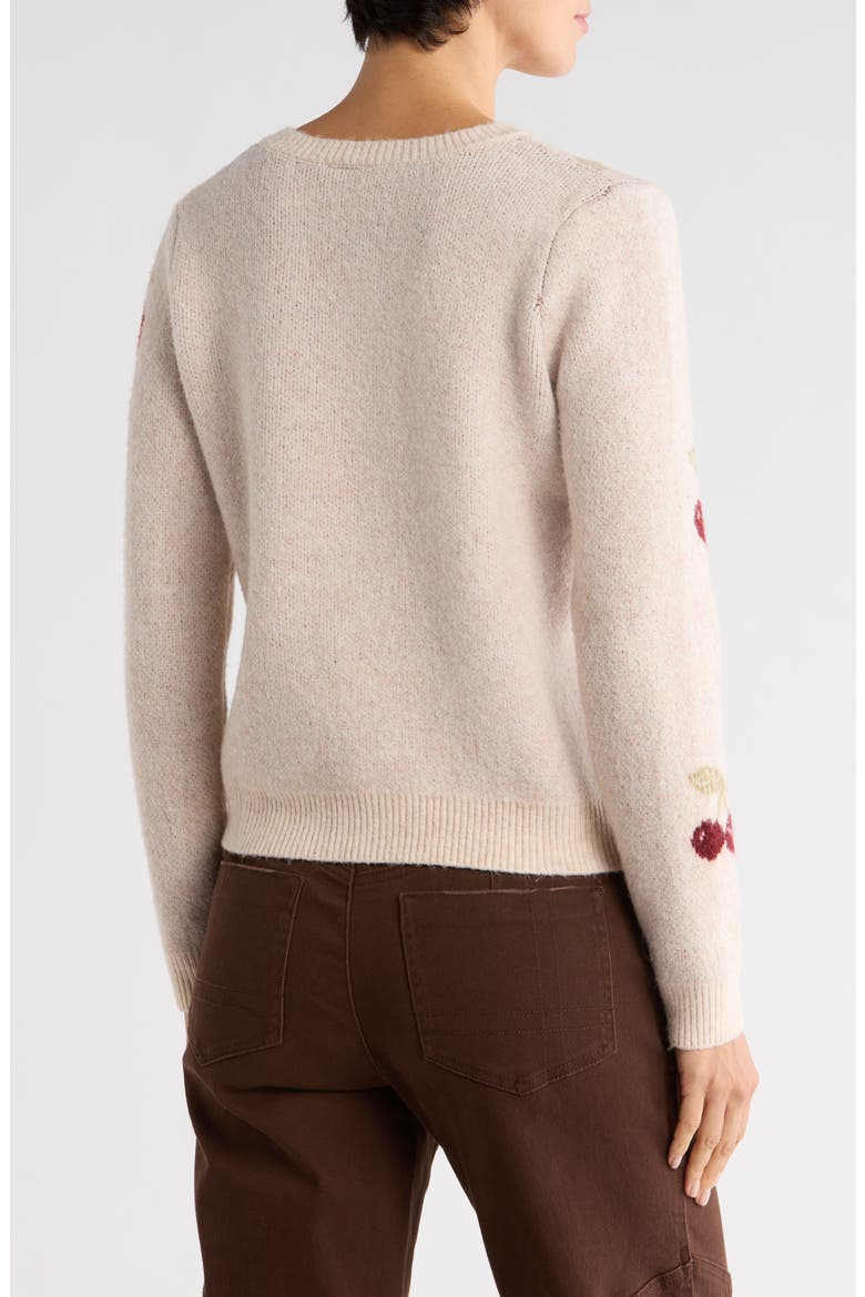 Cherry Jacquard Cardigan, Alternate, color, OATMEAL / DARK RED