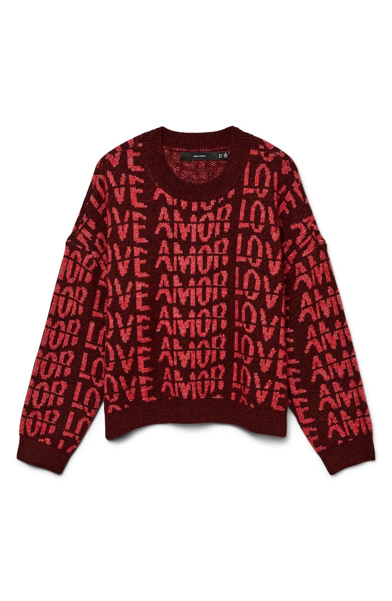 VERO MODA Love Pullover Sweater, Alternate, color, Syrah Detail Melange