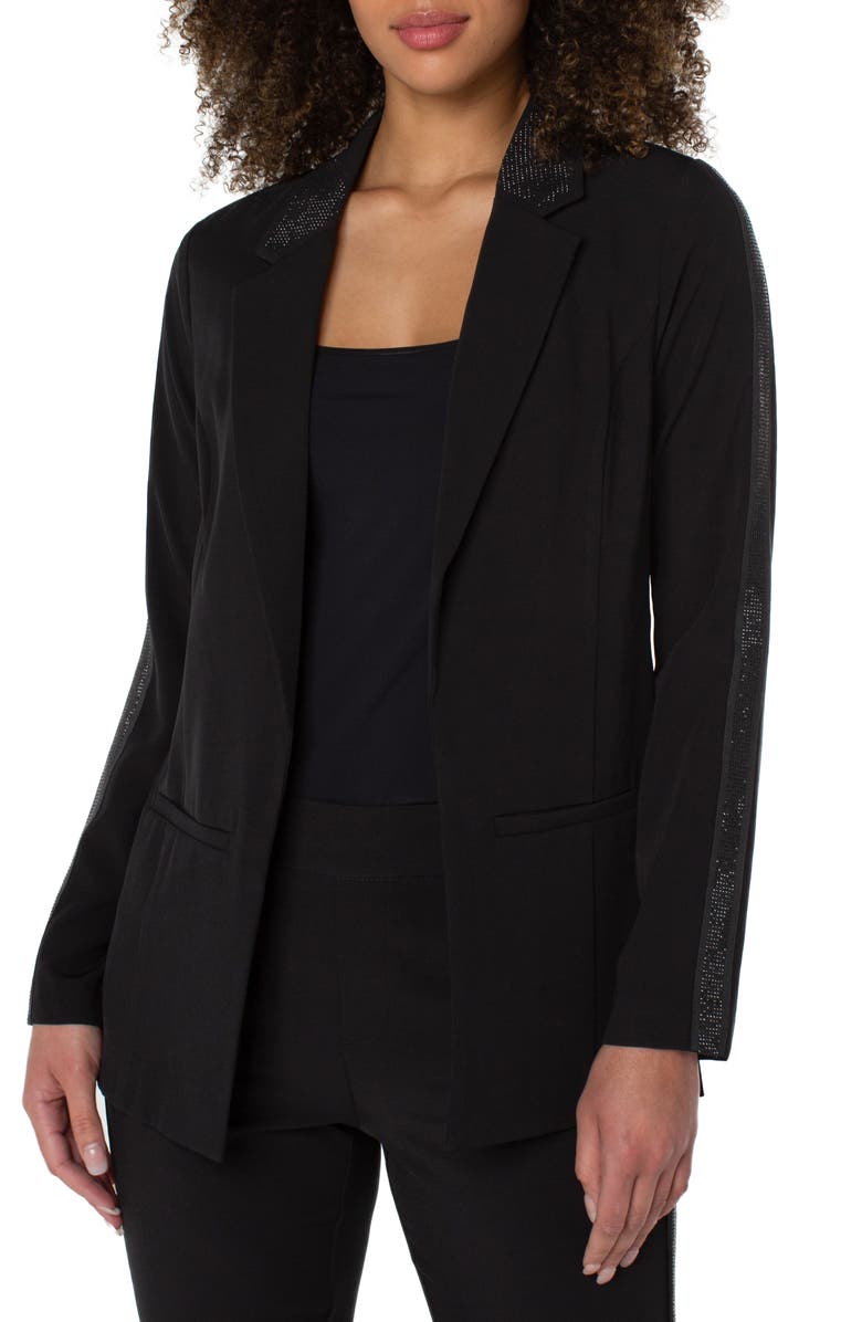 Liverpool Embellished Boyfriend Blazer, Main, color, Black