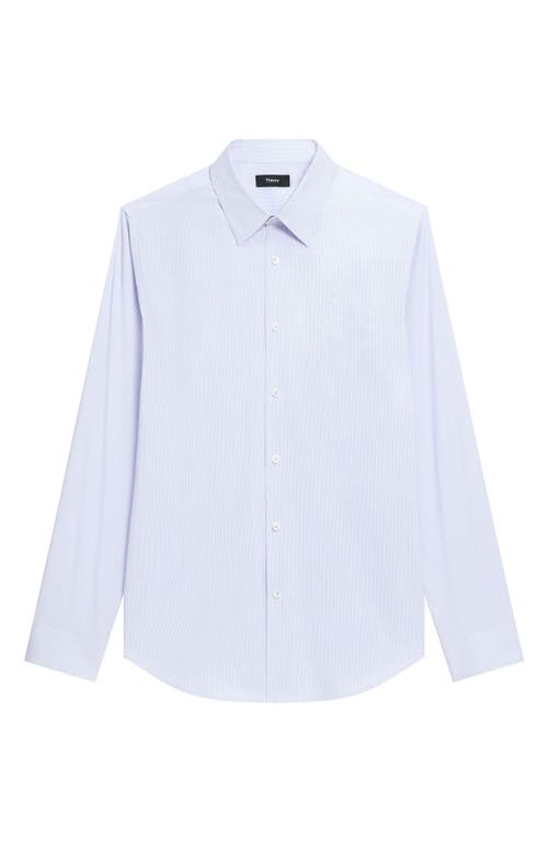Theory Sylvain Exact Stripe Button Shirt In Blue