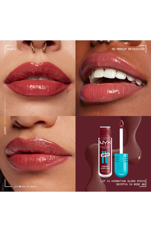 Nyx Professional Makeup Lip I.v. Hydrating Lip Gloss Stain In Drippin In Rose