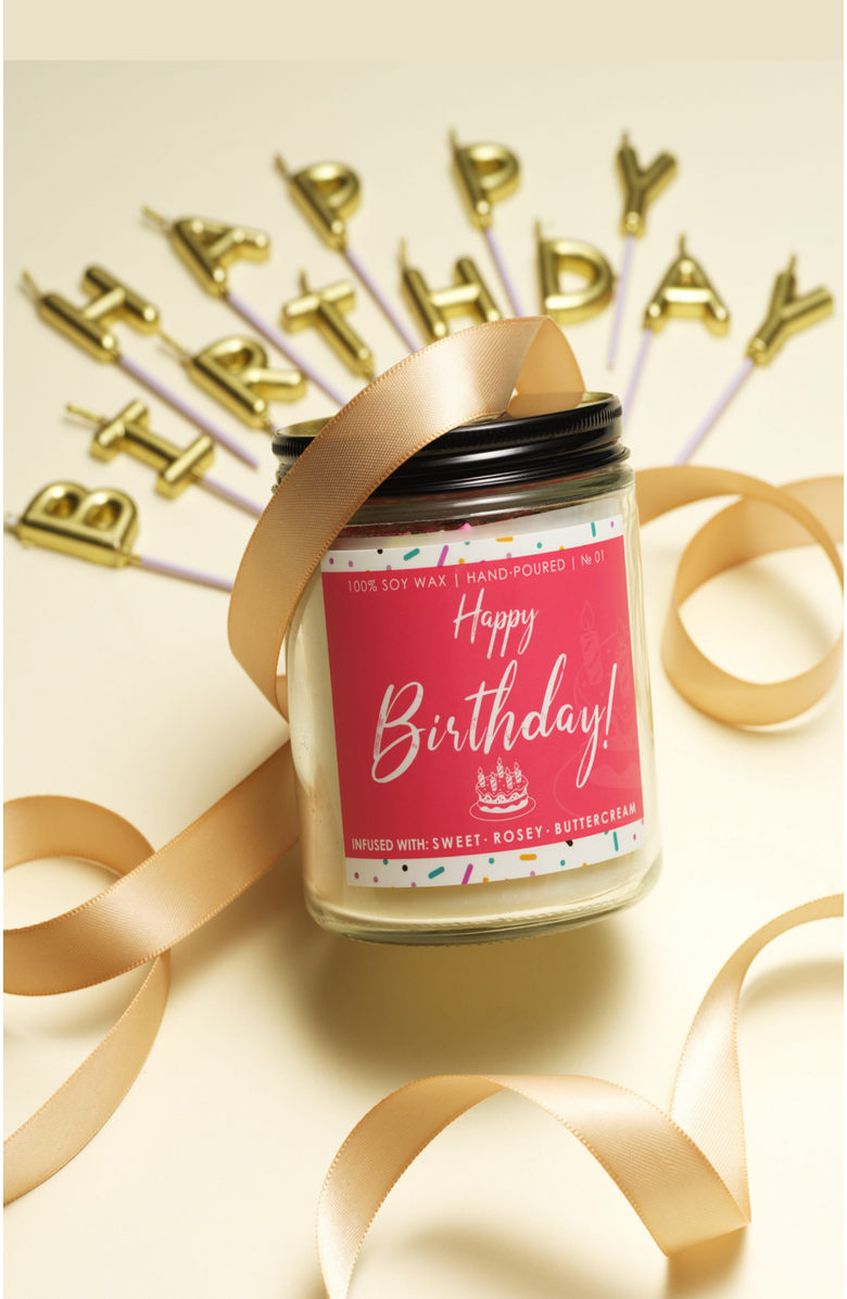 Lovery Birthday Candle Gift Set, 7oz Scented Soy Happy Birthday Candles, Alternate, color, Pink, White, Black, Multi