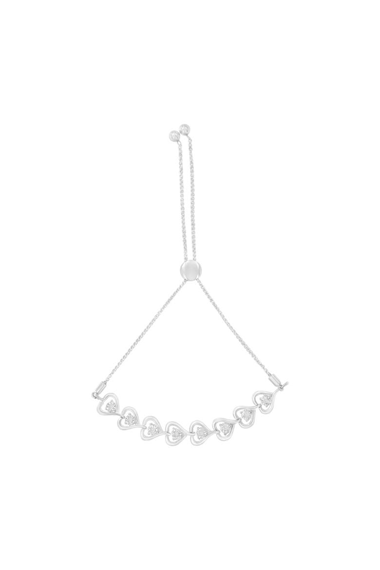 Silver Diamond Woven Heart Bolo Bracelet, Main, color, White
