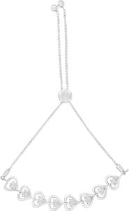 Haus of Brilliance Silver Diamond Woven Heart Bolo Bracelet