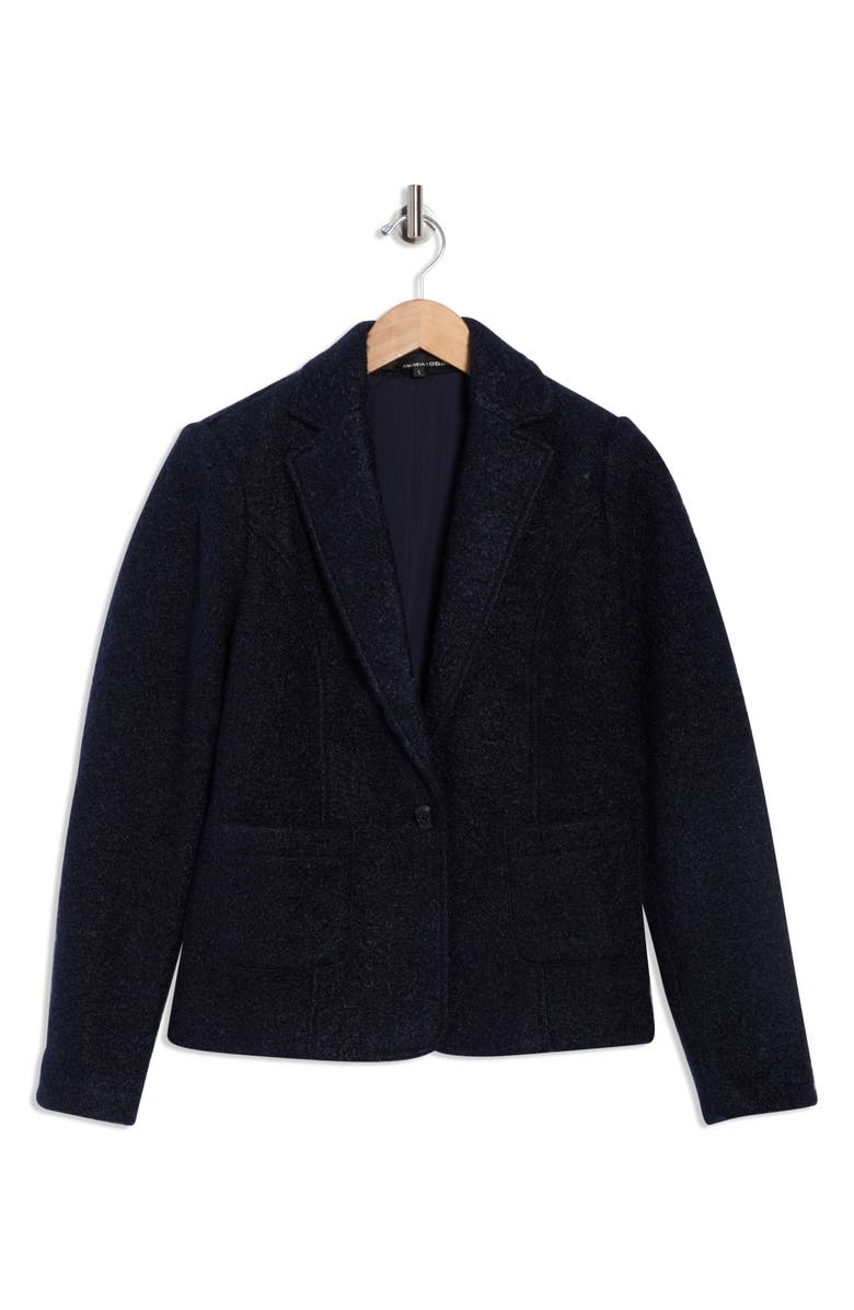 Amanda & Chelsea Notch Lapel Bouclé Blazer, Alternate, color, Navy