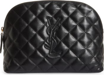 Saint Laurent Large Diamond Quilted Leather Cosmetic Pouch