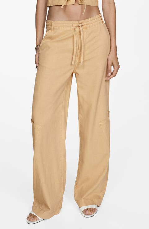Drawstring Wide Leg Cargo Pants