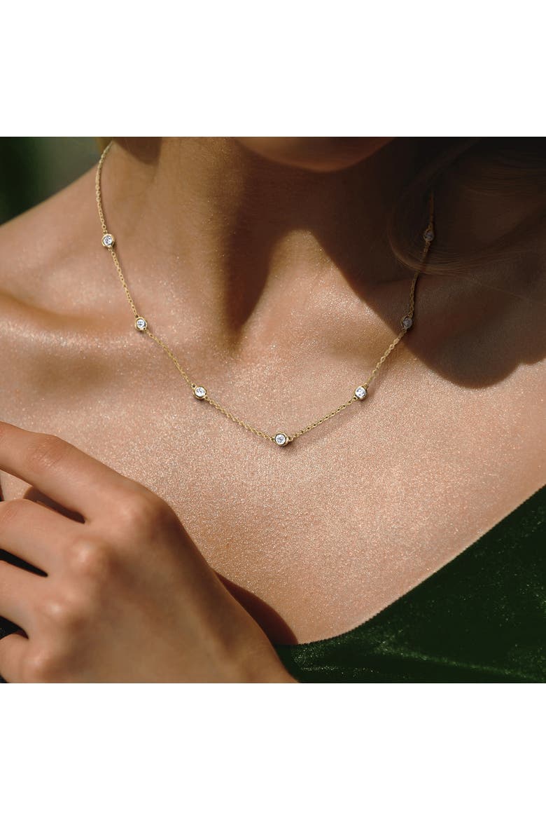 1 CTW Lab-Grown Diamond Station Necklace, Alternate, color, Yellow-Plated