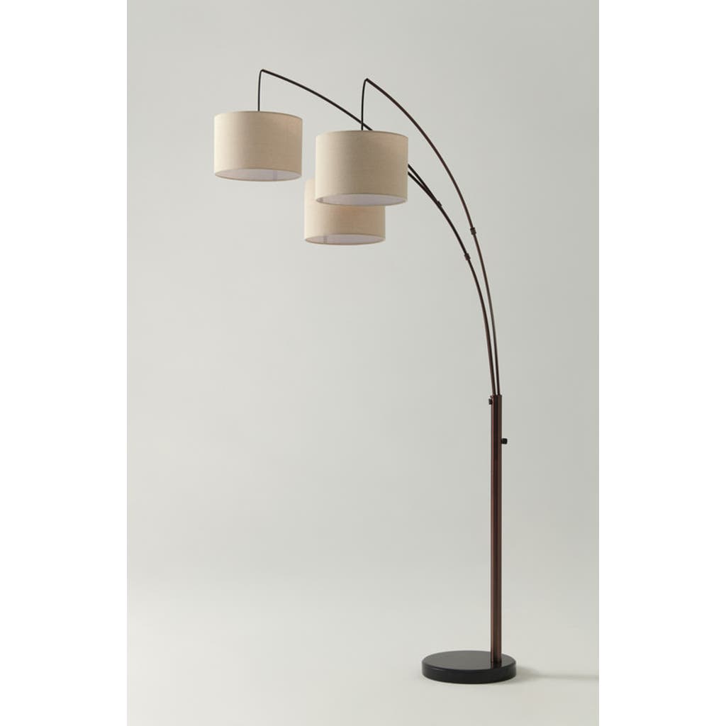 Brightech Trilage 84" Adjustable Tall Led Floor Lamp With 3 Fabric Drum Shades, Bulbs Included In Brown