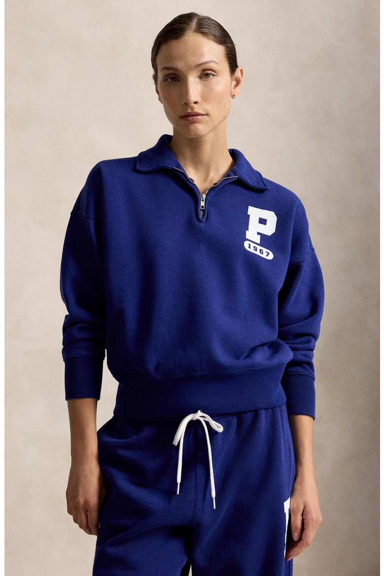 Quarter Zip Graphic Sweatshirt, Alternate, color, FALL ROYAL