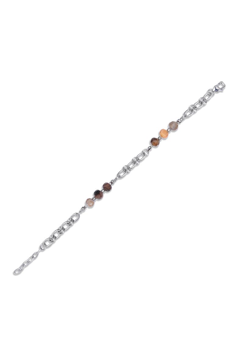 Men's Leonardo Agate Beaded Chain Bracelet, Alternate, color, SILVER
