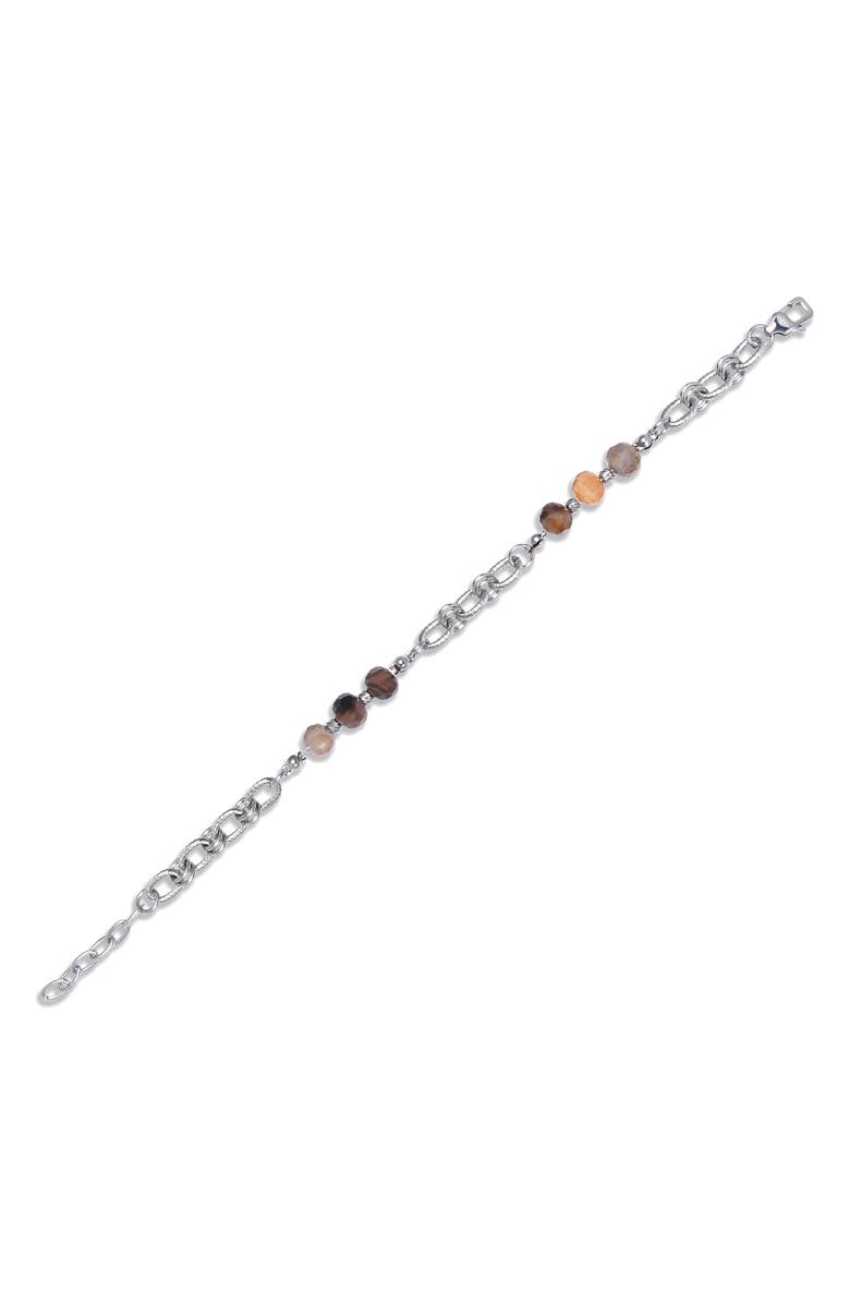 EYE CANDY LOS ANGELES Men's Leonardo Agate Beaded Chain Bracelet, Alternate, color, Silver