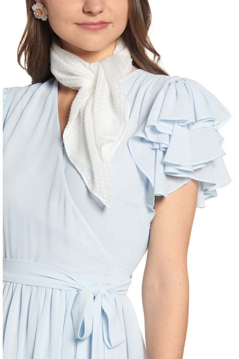 Swiss Dot Square Silk Blend Scarf, Main, color, WHITE