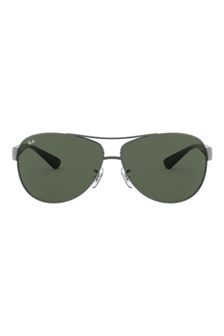 63mm Overzise Pilot Sunglasses, Main, color, GUNMETAL GREEN