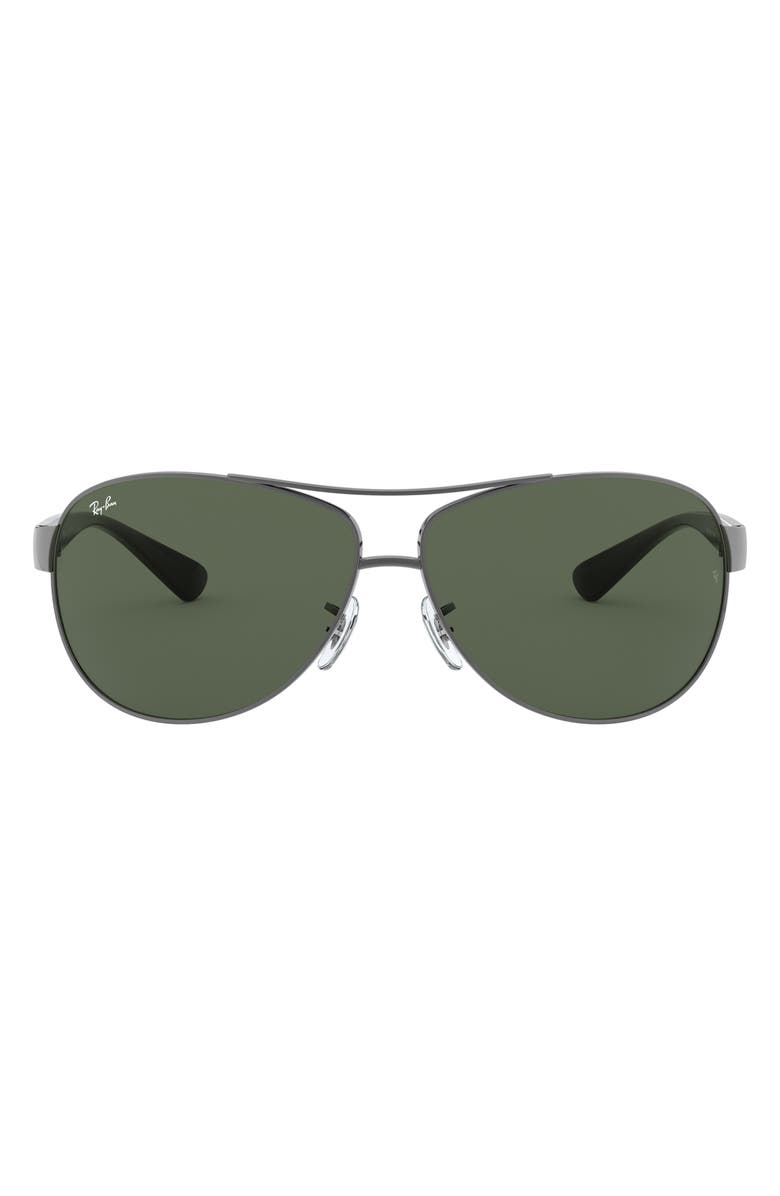Ray-Ban 63mm Overzise Pilot Sunglasses, Main, color, Gunmetal Green