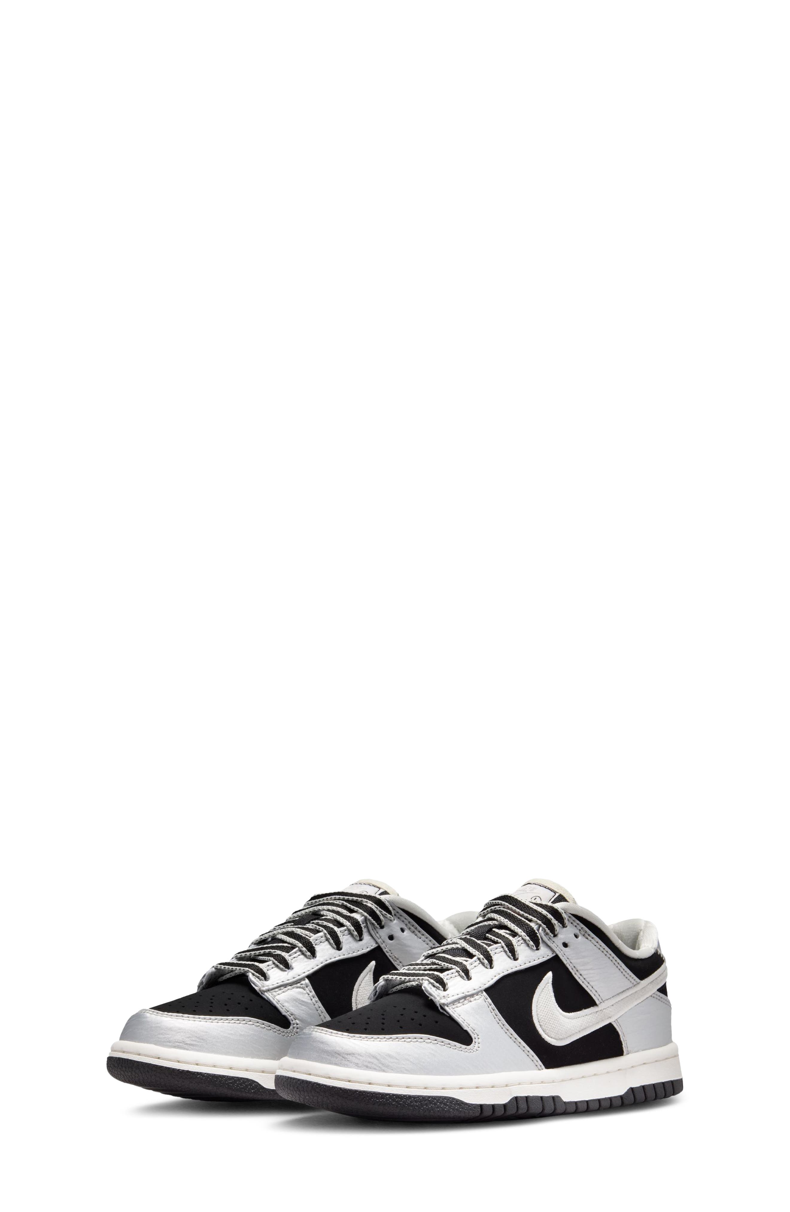 Kids' Dunk Low LV8 Sneaker, Main, color, METALLIC SILVER/ BLACK