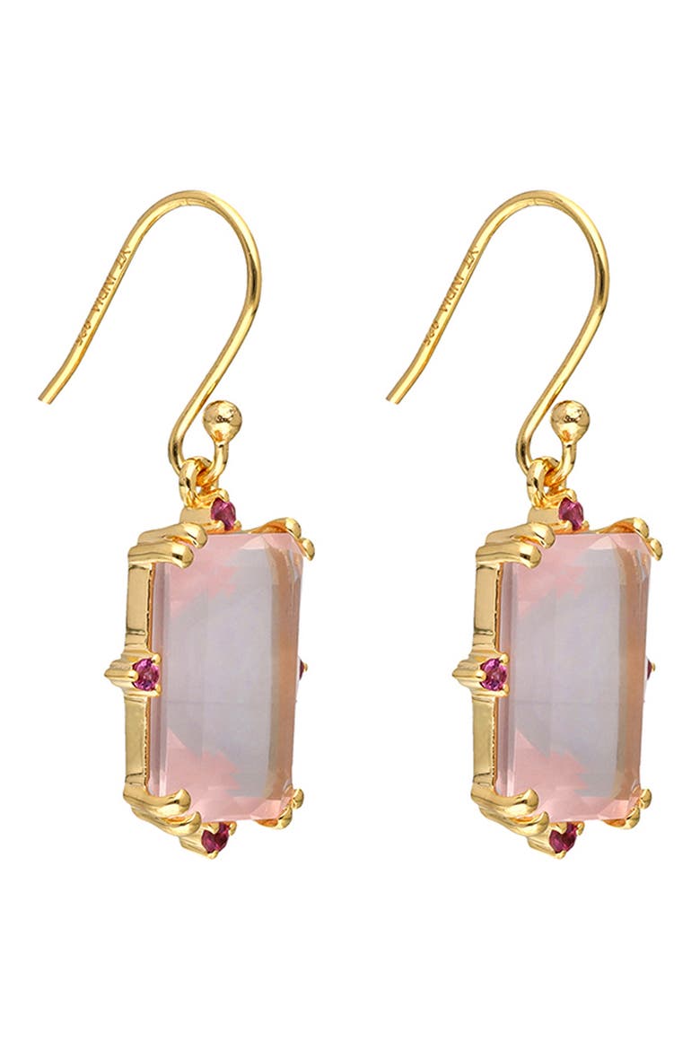 Semiprecious Stone Drop Earrings, Alternate, color, PINK