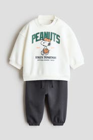 H&M 2-piece Printed Sweatshirt And Joggers Set