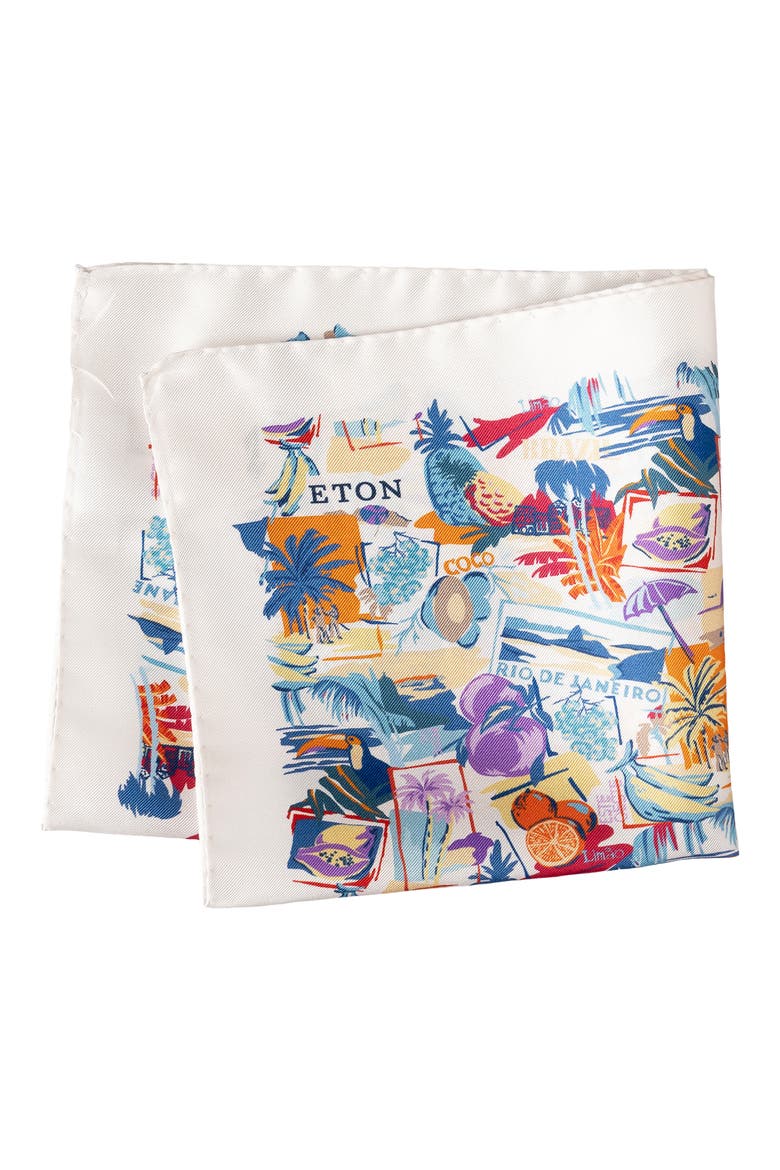Postcard Silk Twill Pocket Square, Main, color, WHITE